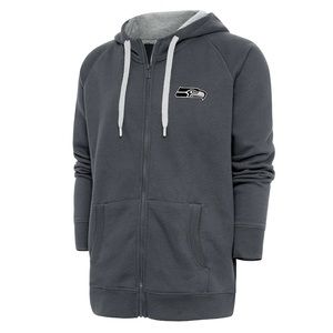 Seattle Seahawks Antigua Charcoal Metallic Logo Victory Full-Zip Hoodie 2XL NWT